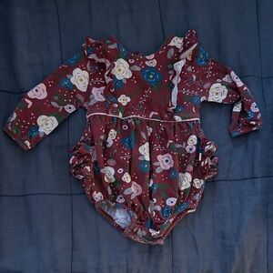 Floral Burgundy Kids Bodysuit